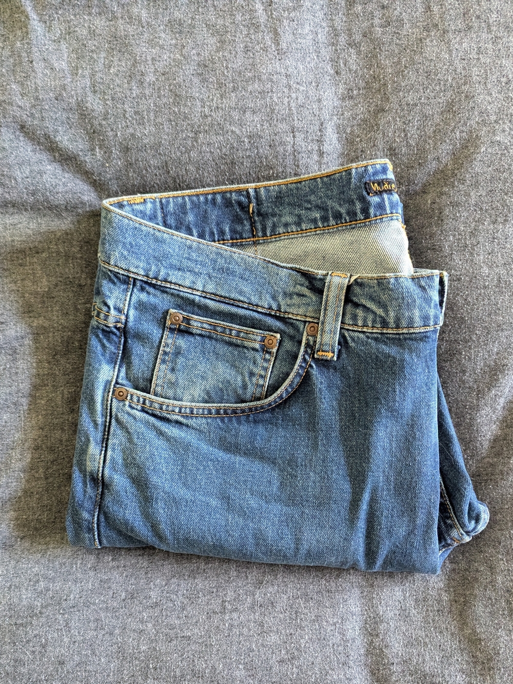 Men's Blue Denim Nudie Baggy Jeans - Medium Wash Very Comfortable